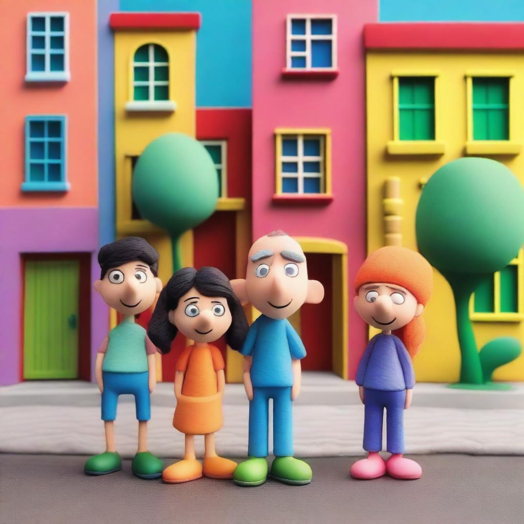 Create an image featuring the main characters and setting from the cartoon show 'The PJ's'