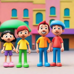 Create an image featuring the main characters and setting from the cartoon show 'The PJ's'