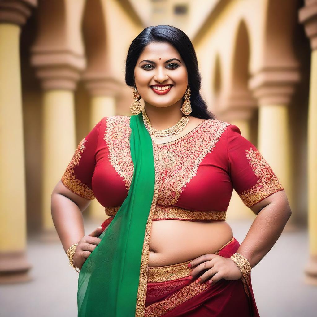 Create an image of a confident, plus-sized Indian woman