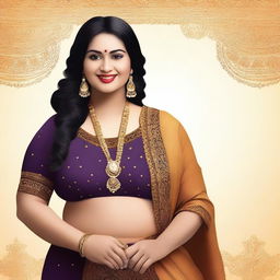 Create an image of a confident, plus-sized Indian woman