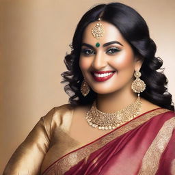 Create an image of a confident, plus-sized Indian woman