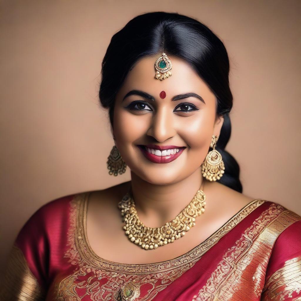 Create an image of a confident, plus-sized Indian woman