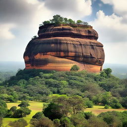 Generate an image of Sigiriya, an ancient rock fortress located in the northern Matale District near the town of Dambulla in the Central Province, Sri Lanka