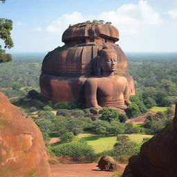 Generate an image of Sigiriya, an ancient rock fortress located in the northern Matale District near the town of Dambulla in the Central Province, Sri Lanka