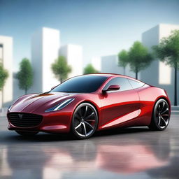 Generate an image of a sleek, modern car with a glossy finish