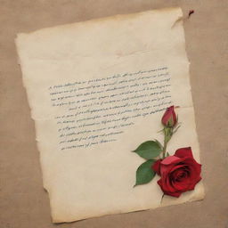 A humble apology note illustrated beautifully on a vintage parchment paper, accompanied by a single, wilting red rose.