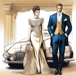 Draw a depiction of a wealthy individual, showcasing their opulence and luxurious lifestyle.