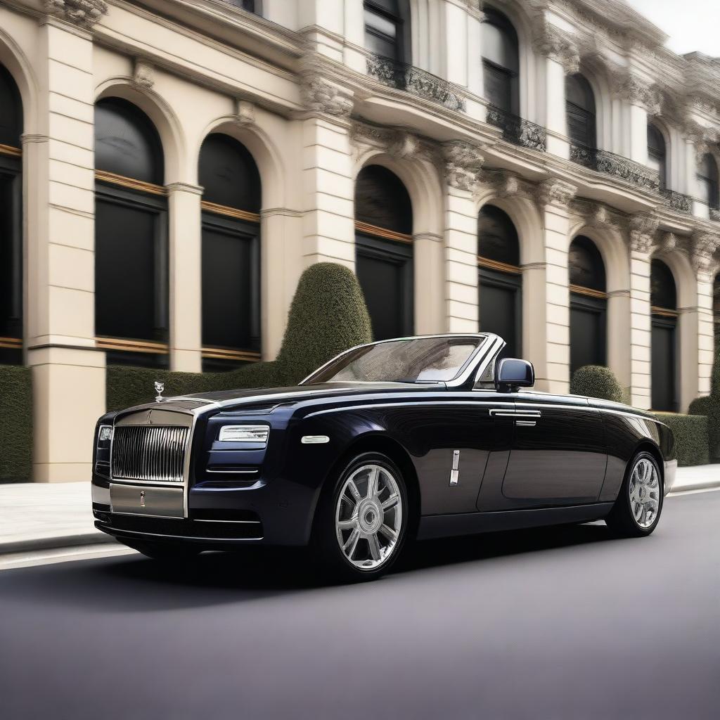 Generate an image of an elegant and sophisticated Rolls Royce luxury car.