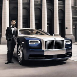 Generate an image of a future, non-existent Rolls Royce model that is more luxurious than any existing model.