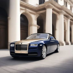 Generate an image of a future, non-existent Rolls Royce model that redefines luxury.