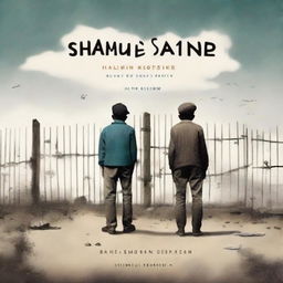 Design a book cover divided into two halves: one half showing Bruno's comfortable world and the other half depicting Shmuel's concentration camp