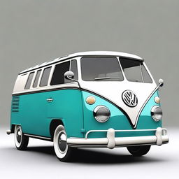 Generate an image of a Volkswagen T1 Samba Bus, but with the design elements and color scheme of a MINI Cooper