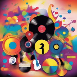 Create a vibrant and funky image that radiates the energy of music