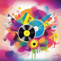 Create a vibrant and funky image that radiates the energy of music