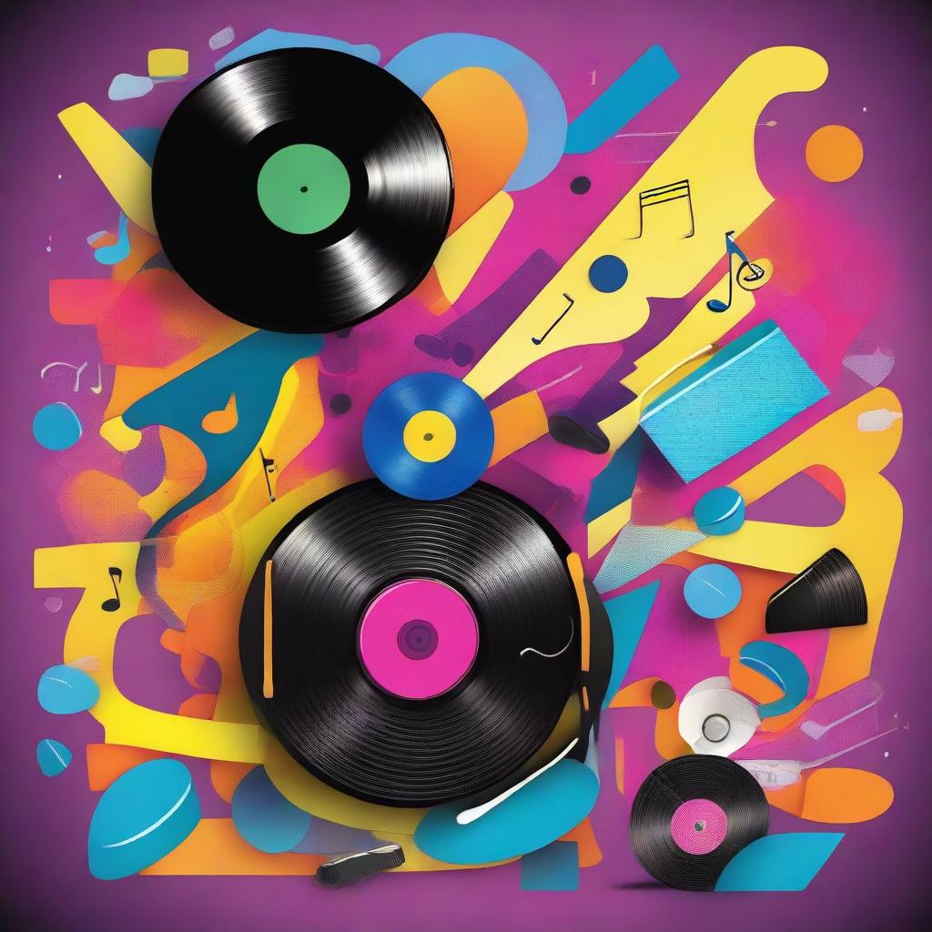 Create a vibrant and funky image that radiates the energy of music