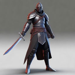 Generate a 3D image of a Gothic warrior from Dungeons and Dragons, wielding a greatsword