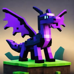 Create an image for a Minecraft movie featuring a slyne of the dragon and a blocky ender dragon