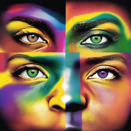 Generate an image of a pair of female African American eyes filled with vibrant colors