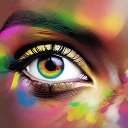 Generate an image of a pair of female African American eyes, filled with vibrant colors