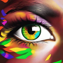 Generate an image of a pair of female African American eyes, filled with vibrant colors