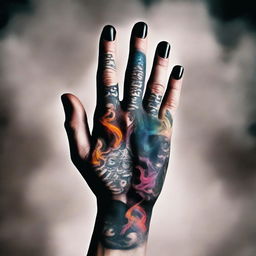 A book cover featuring a man's hand adorned with tattoos