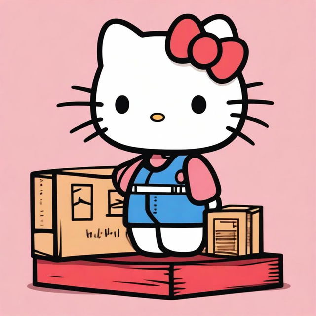 Create an image of Hello Kitty with cargo