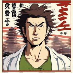 Revise the previous anime-style movie poster, this time, make the egotistical Asian man with a perm a student