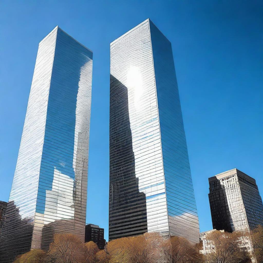 The iconic Twin Towers of the World Trade Center in New York City