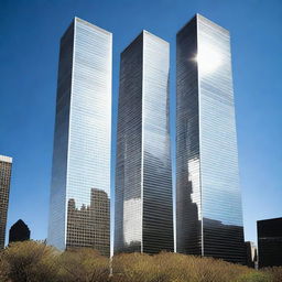 The iconic Twin Towers of the World Trade Center in New York City