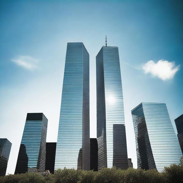 The iconic Twin Towers of the World Trade Center in New York City