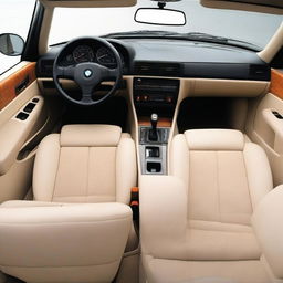 Generate an image showcasing the interior of a BMW E34 series car.