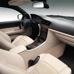 Generate an image showcasing the interior of a BMW E34 series car.