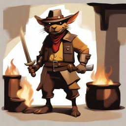 Generate an image of a Brass Kobold in a Western setting