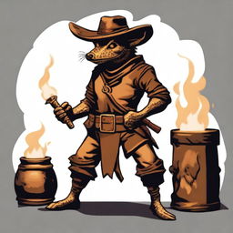 Generate an image of a Brass Kobold in a Western setting