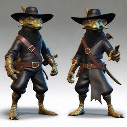 Generate an ultra realistic image of a brass Kobold dressed in black leather