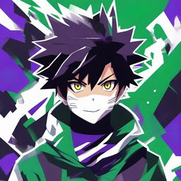 Generate an image of an anime-style character Dabi from My Hero Academia, wearing a scarf that covers the lower part of their face