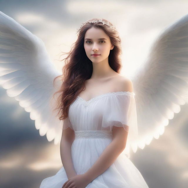 A beautiful female angel with wings