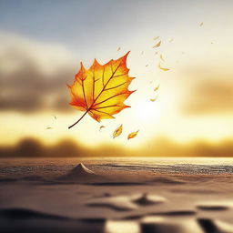 An image representing the concept of a short life, perhaps showing a beautiful but fleeting moment such as a sunset or a falling leaf