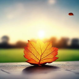 An image representing the concept of a short life, perhaps showing a beautiful but fleeting moment such as a sunset or a falling leaf