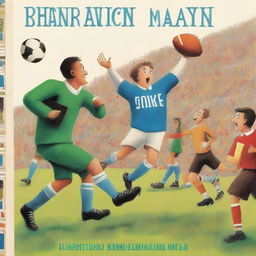 A whimsical image of a football match taking place between books