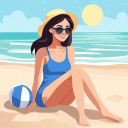 Generate an image of a girl enjoying her time at the beach