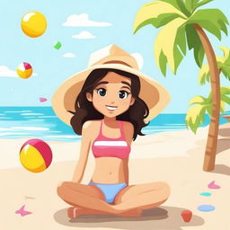 Generate an image of a girl enjoying her time at the beach