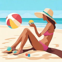 Generate an image of a girl enjoying her time at the beach