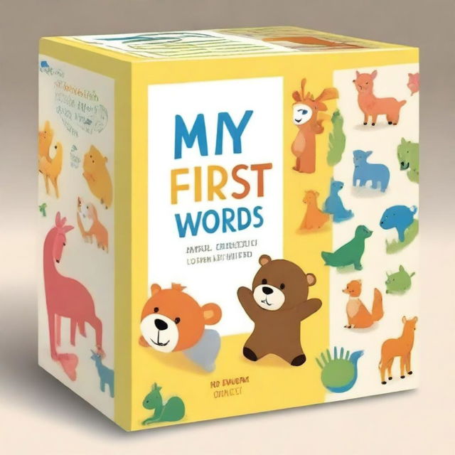 Design a front cover for a box set titled 'My First Words' using real images