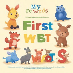 Design a front cover for a box set titled 'My First Words' using real images