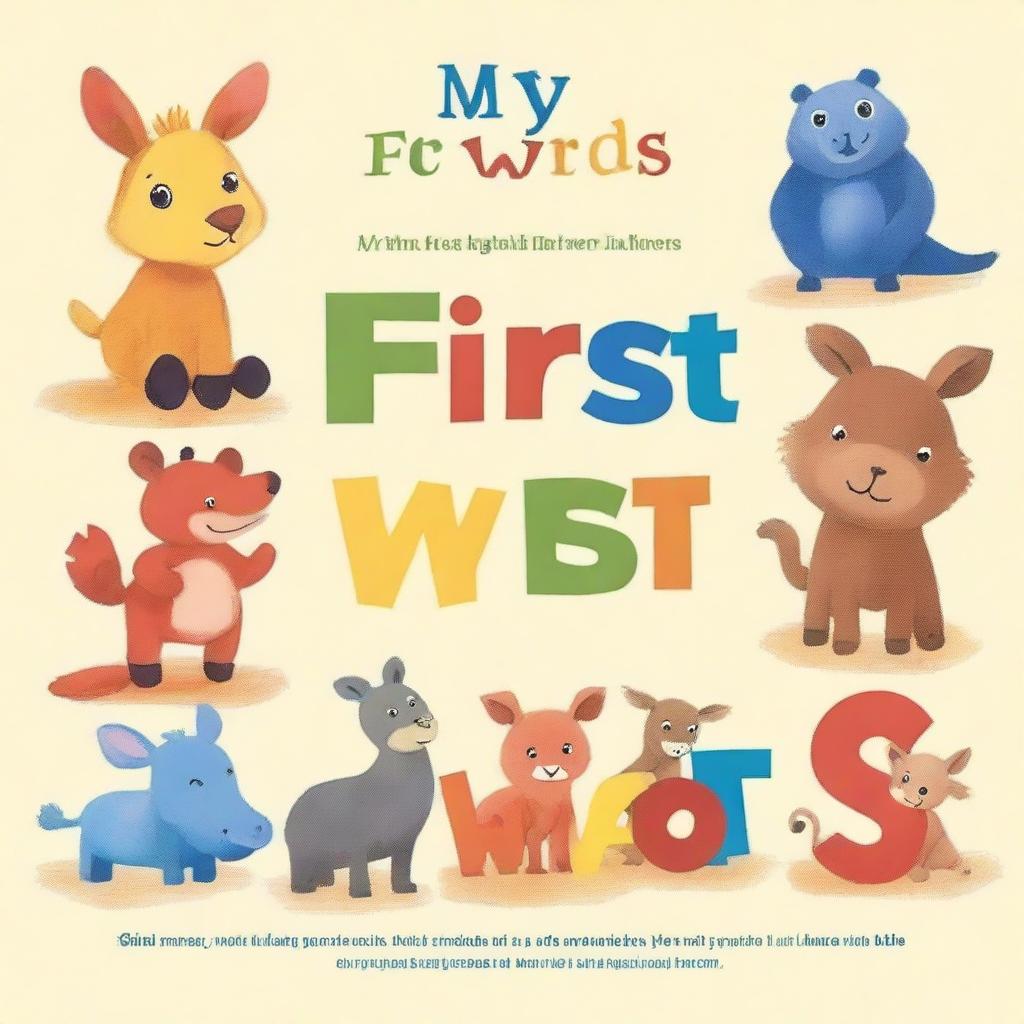Design a front cover for a box set titled 'My First Words' using real images