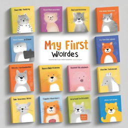 Design a front cover for a box set titled 'My First Words' using real images