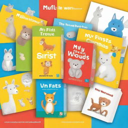 Design a front cover for a box set titled 'My First Words' using real images