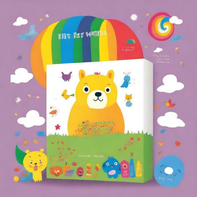 Design a child-friendly front cover for a box set titled 'My First Words'