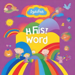 Design a child-friendly front cover for a box set titled 'My First Words'